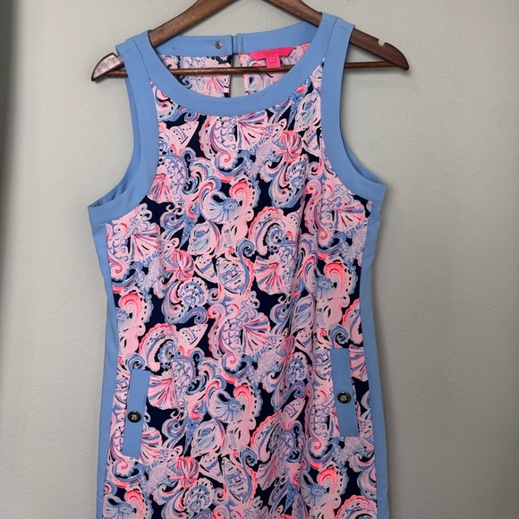 Lilly Pulitzer Angie Stretch Shift Dress In High Tide Navy Its For Shore Size 8 - Picture 6 of 16